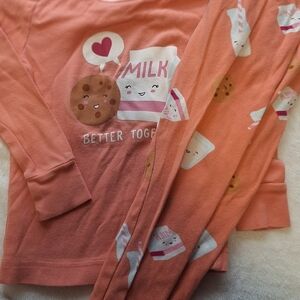 Old Navy Kids Pajama Set - Peach with Milk and Cookie Print